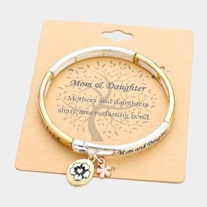Silver gold Mom & daughter message charm fashion bracelet